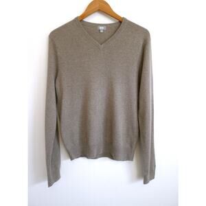 UNIQLO 100% Cashmere V-Neck Pullover Sweater Jumper Heather Tan S NWOT $99